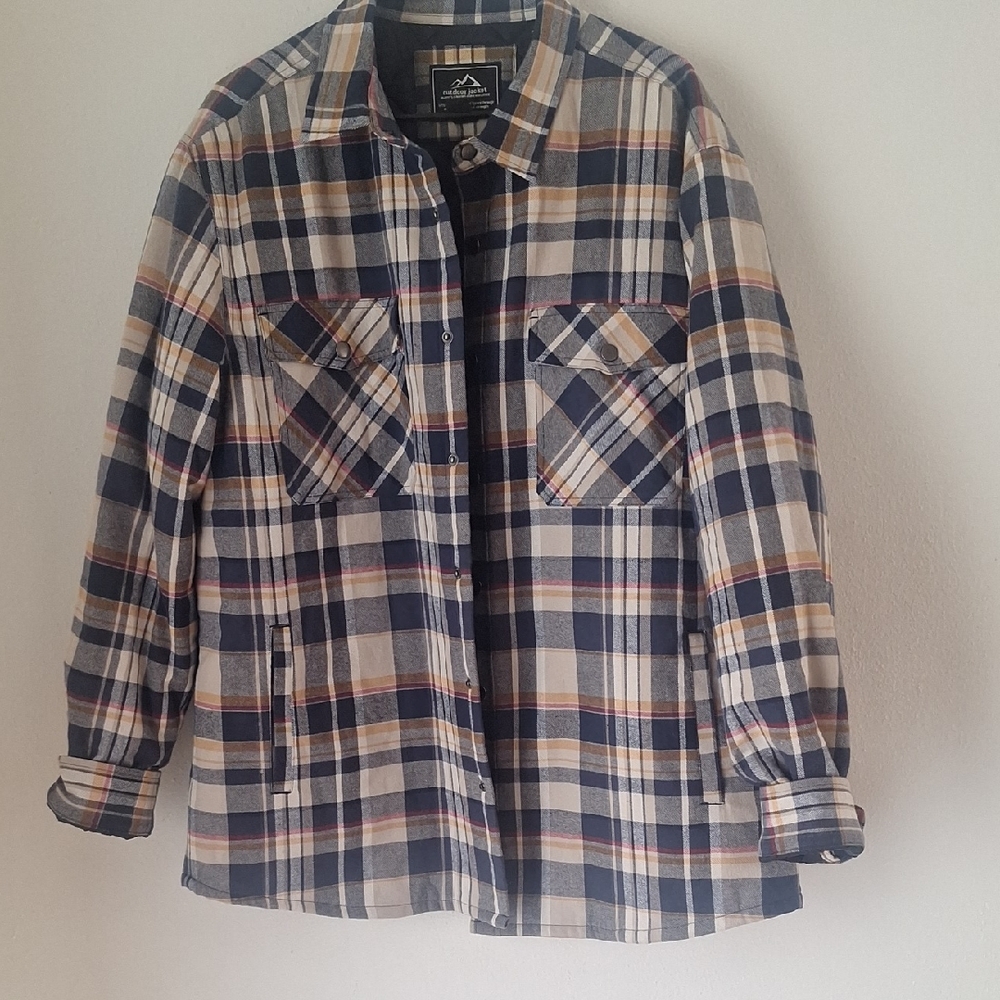 Men's Plaid Jacket - Blue and Tan